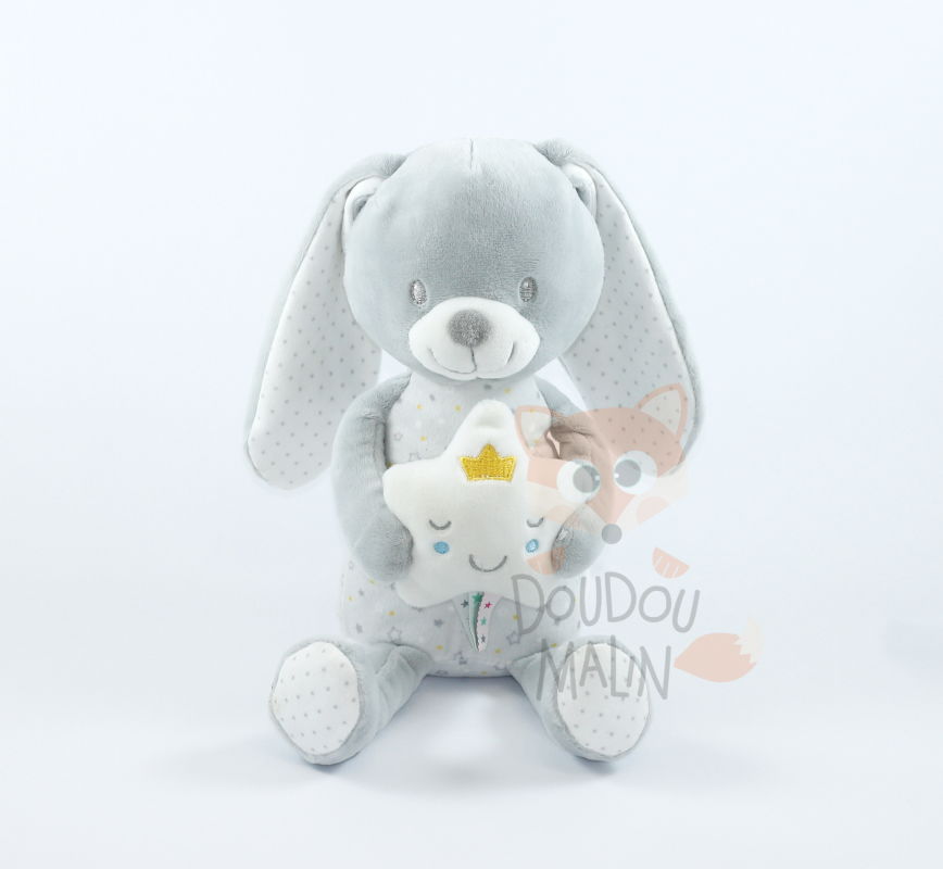  musical box rabbit grey white star 30 cm 